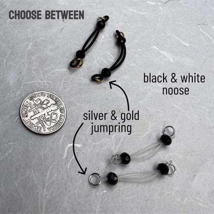 Dainty Sparkly Black - Barbell Nipple Rings / Faux Nipple Piercing