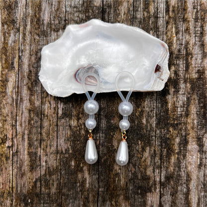 Double Pearl Dangle - Faux Nipple Piercing / Non Piercing Nipple Jewelry