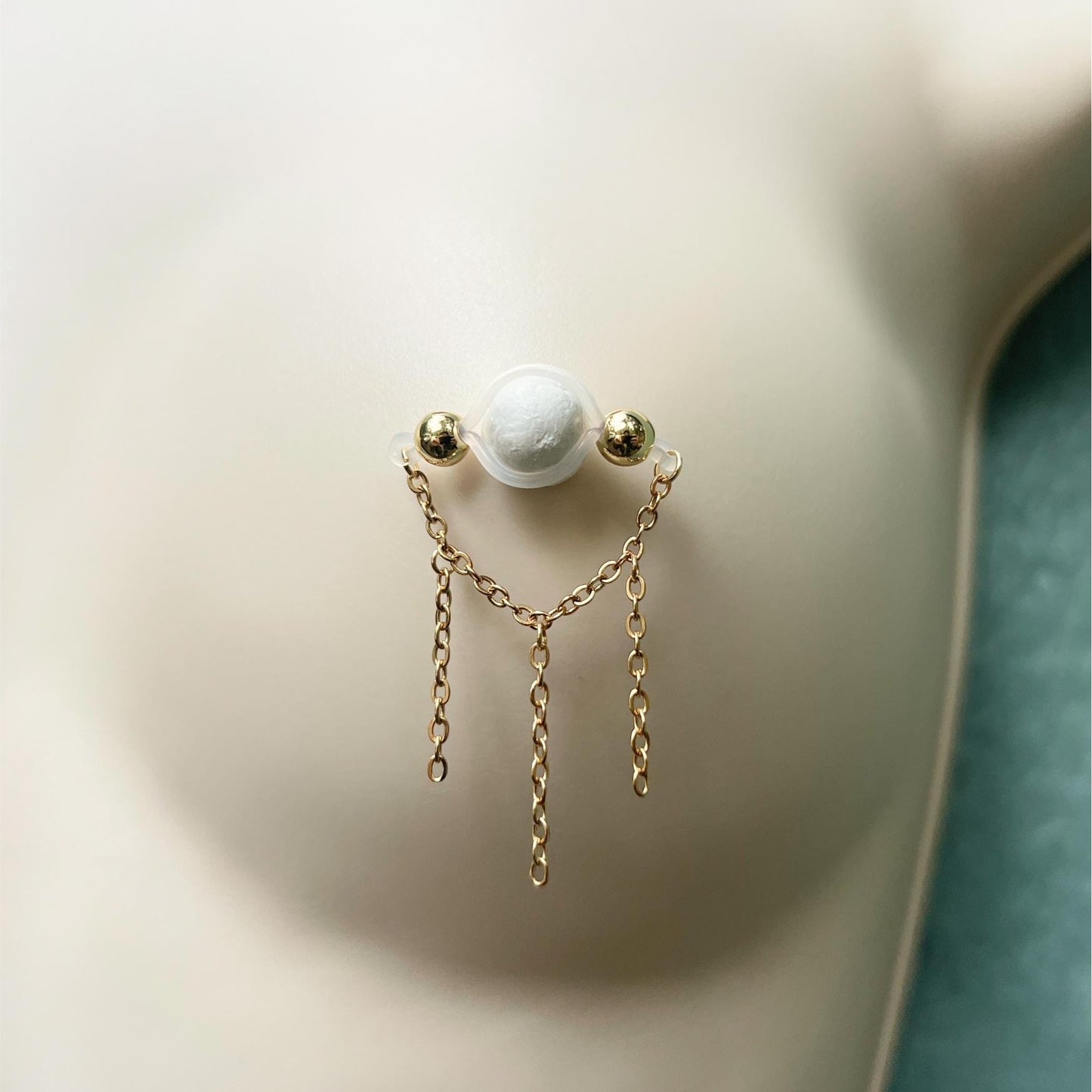 Triple Nipple Chain Non Piercing - Barbell Nipple Chain Piercings / Non Piercing Nipple Jewelry