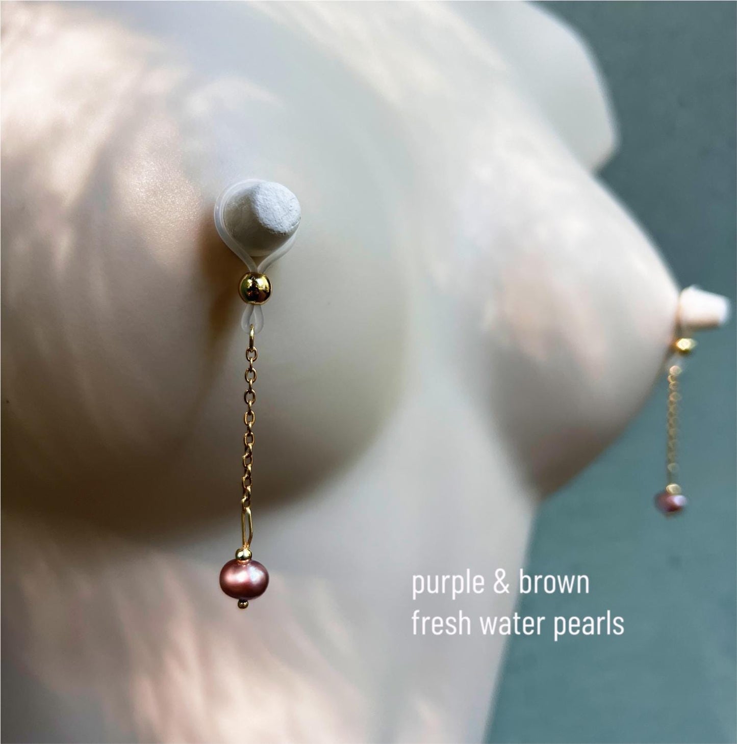 Real Purple Pearl Nipple Noose Dangle - Faux Nipple Piercing / Non Piercing Nipple Jewelry