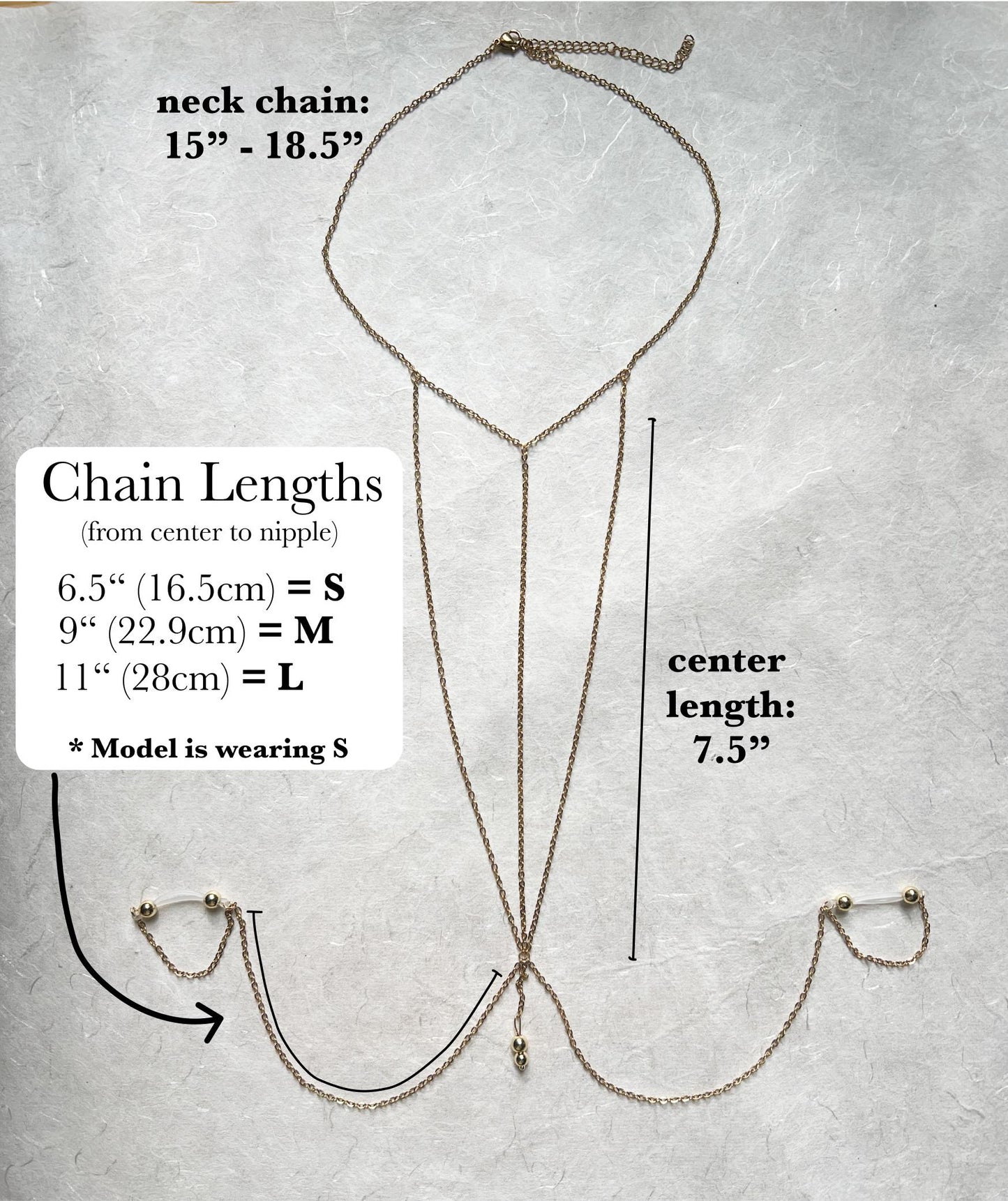Vertical Choker Necklace to Faux Nipple Piercing - Body Chain Jewellery / Bra Chain Necklace