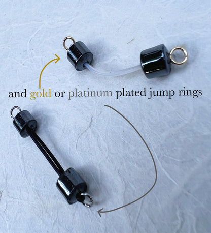 Hematite Bead - Barbell Nipple Rings / Faux Nipple Piercing Body Jewelry