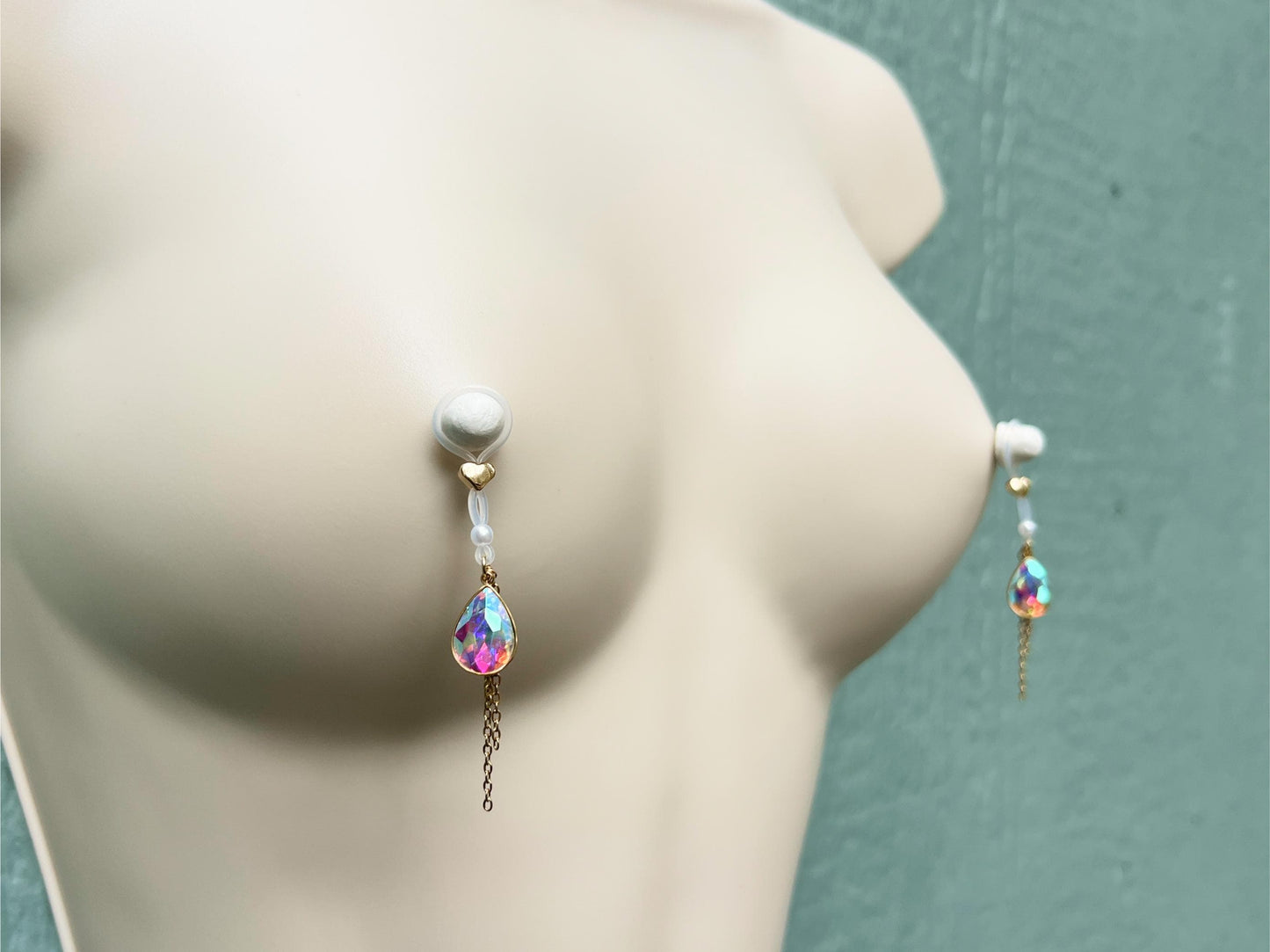 Cute Rhinestone Nipple Dangle - Faux Nipple Piercing / Non Piercing Nipple Jewelry