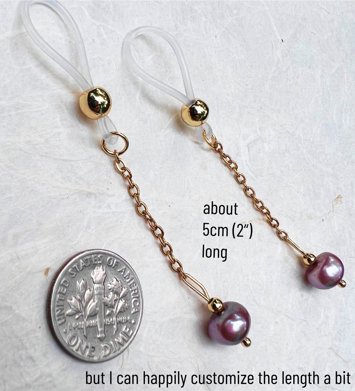 Real Purple Pearl Nipple Noose Dangle - Faux Nipple Piercing / Non Piercing Nipple Jewelry