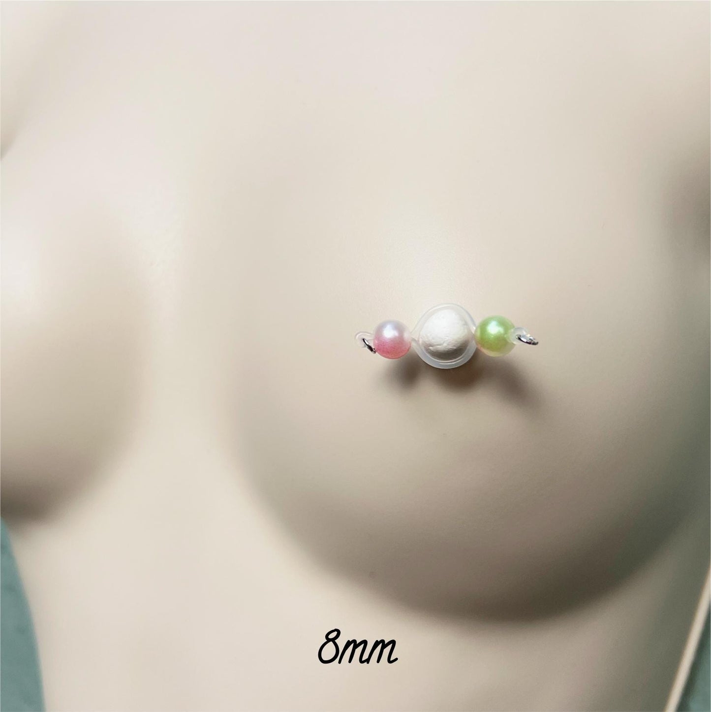 Colorful Pearl Barbell Nipple Rings / Faux Nipple Piercing / Non Piercing Nipple Jewelry