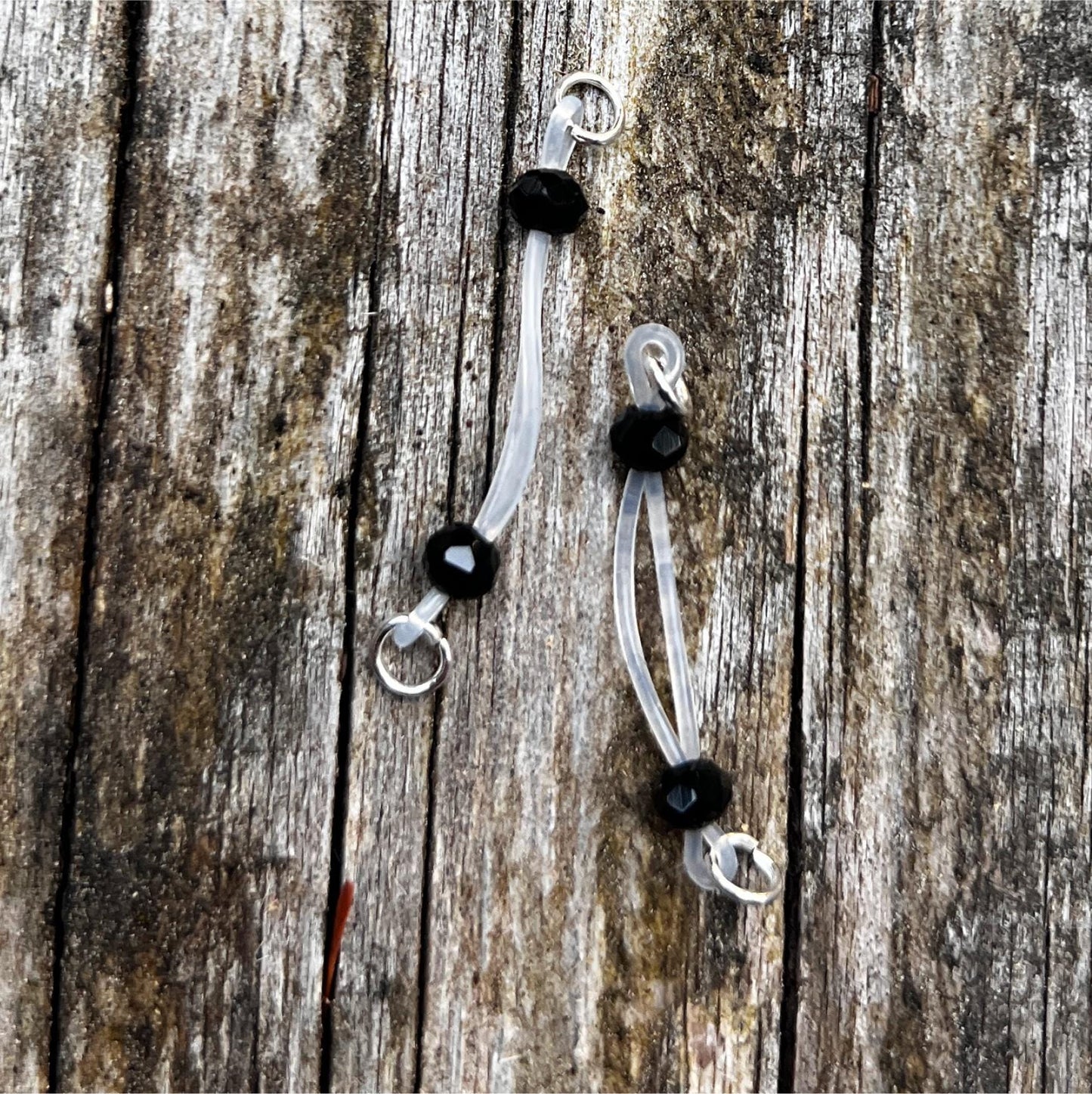 Dainty Sparkly Black - Barbell Nipple Rings / Faux Nipple Piercing