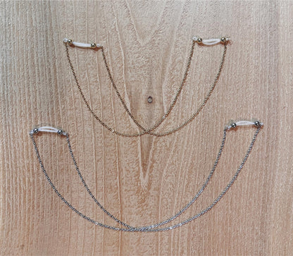 Double Nipple Chains - Faux Nipple Piercing / Body Chain to Nipple Jewelry / Bra Chain