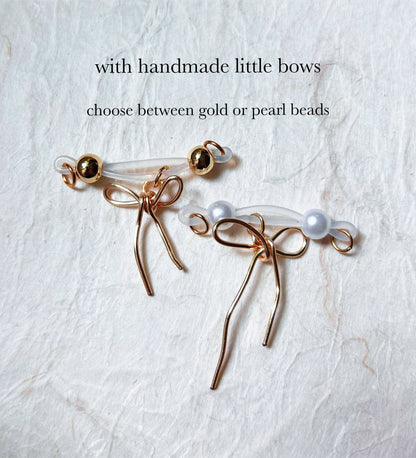 Handmade Bow - Barbell Nipple Rings / Faux Nipple Piercing
