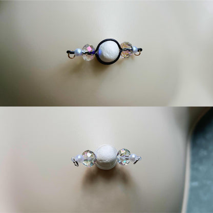Glass Crystal & Pearls - Barbell Nipple Rings / Faux Nipple Piercing