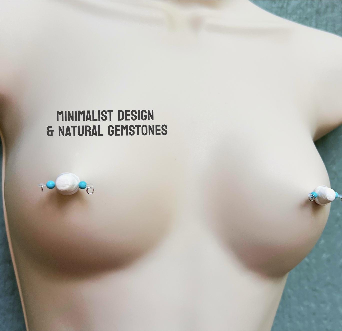 Dainty Gemstones - Minimalist Barbell Nipple Rings / Faux Nipple Piercing