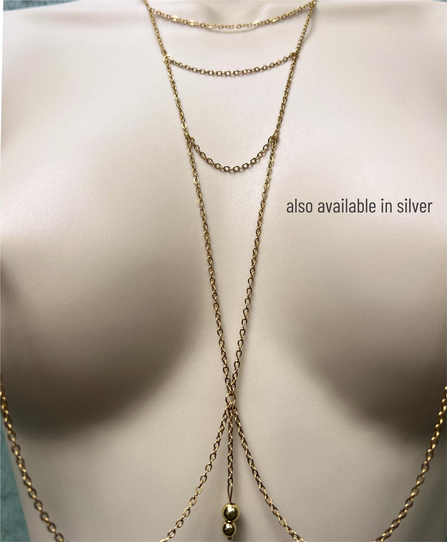 Horizontal Choker Necklace to Faux Nipple Piercing - Body Chain Jewellery / Bra Chain Necklace