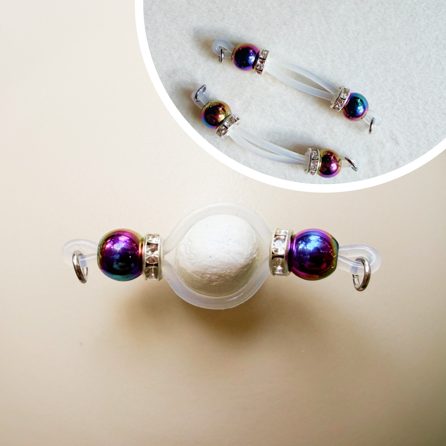 Faux Nipple Piercings with Peacock Hematite Barbells - Fake Nipple Rings / Non Piercing Nipple Jewelry