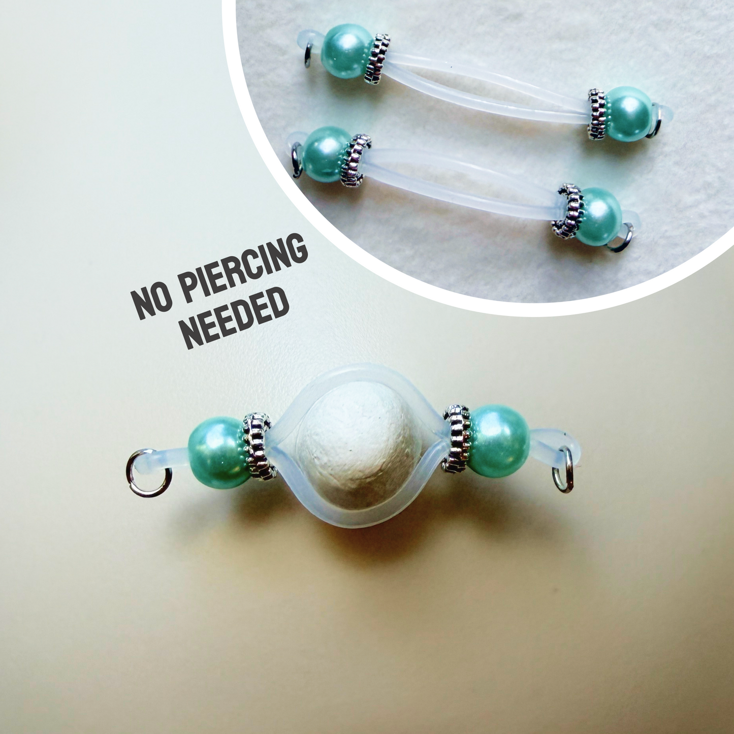 Pastell and Silver Fake Nipple Rings - Barbell Faux Nipple Piercing / Non Piercing Nipple Jewelry