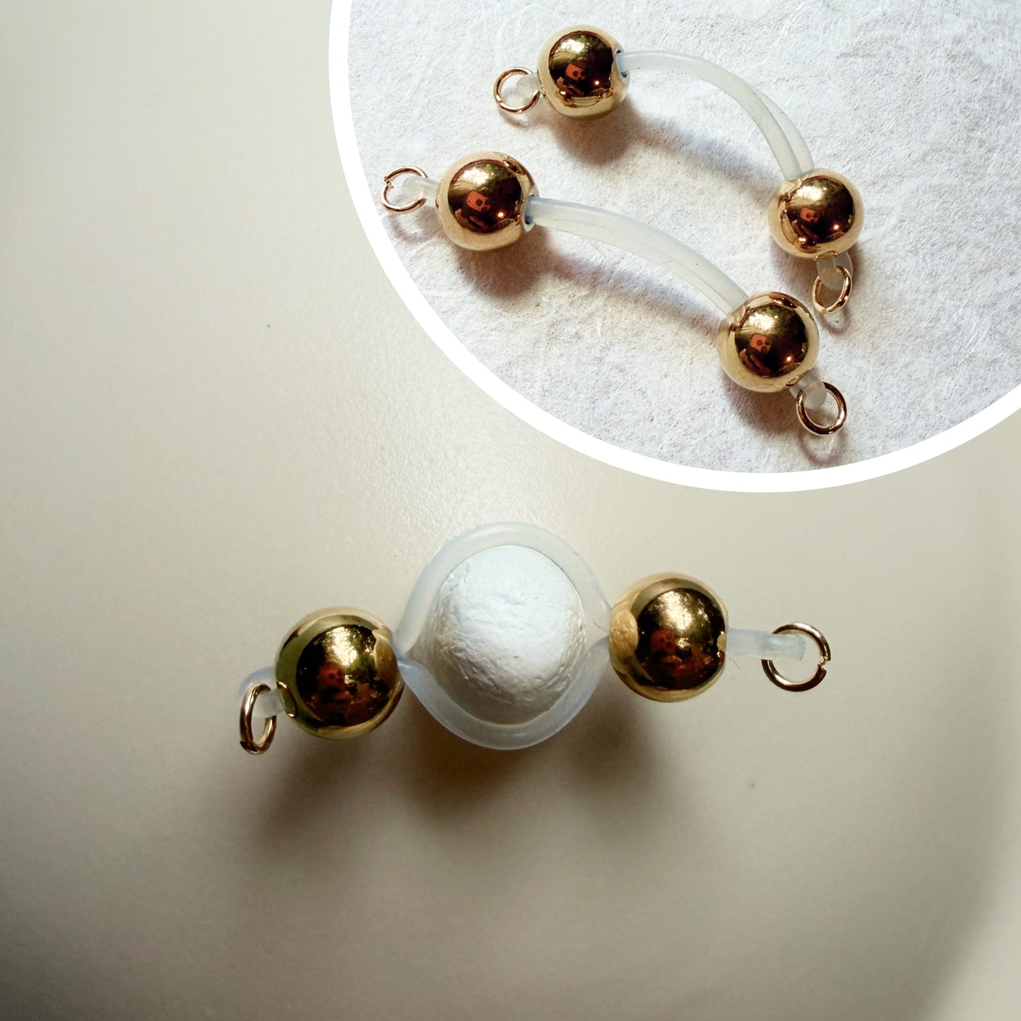 Large Gold Barbell Nipple Jewelry - Fake Nipple Piercing / Nipple Jewelry Non Piercing