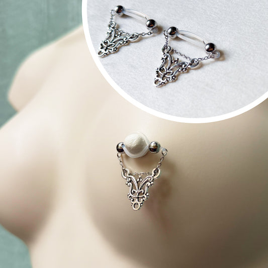 Non Piercing Nipple Shield Ornament / Fake Nipple Piercing, Nipple Rings