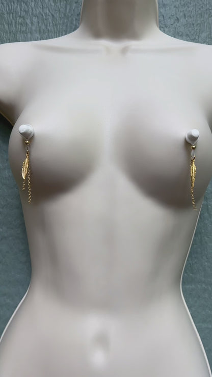 Feather Dangle - Faux Nipple Piercing / Non Piercing Nipple Jewelry