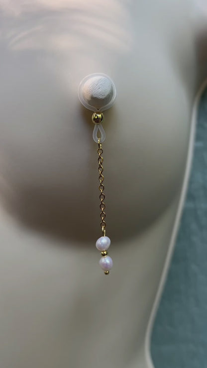 Real Pearl Nipple Noose Dangle - Faux Nipple Piercing / Non Piercing Nipple Jewelry