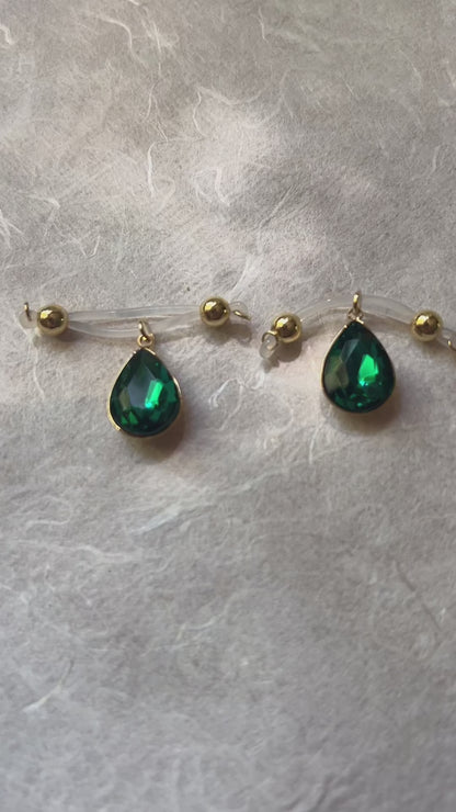 Rhinestone Charm Fake Nipple Piercing - Barbell Fake Nipple Rings / Non Piercing Nipple Jewelry