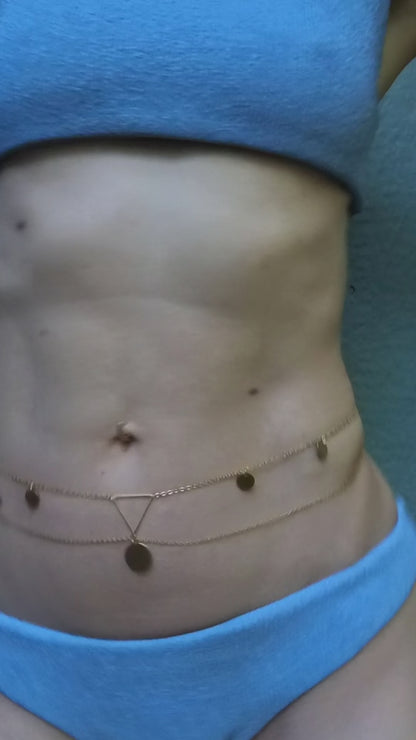 Double Belly Chain With Coins / Bollywood Waist Chain Jewelry - Waterproof Boho Body Chain