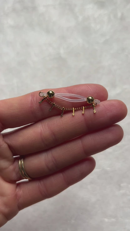 Boho Dainty Gold Chain Fake Nipple Piercing - Barbell Nipple Chain Piercings / Non Piercing Nipple Jewelry