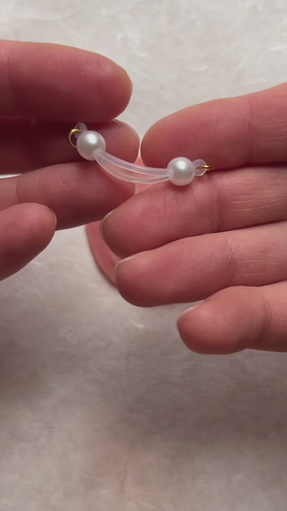Pearl Barbell Nipple Rings / Faux Nipple Piercing with Pearls