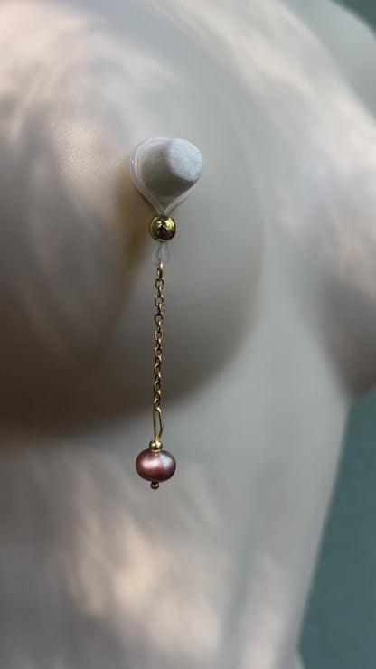 Real Purple Pearl Nipple Noose Dangle - Faux Nipple Piercing / Non Piercing Nipple Jewelry