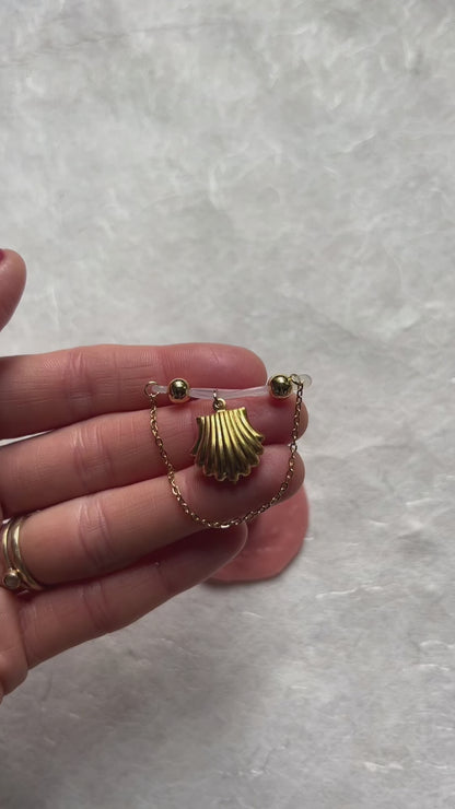 Shell Fake Nipple Piercing - Barbell Nipple Chain Piercings / Non Piercing Nipple Jewelry