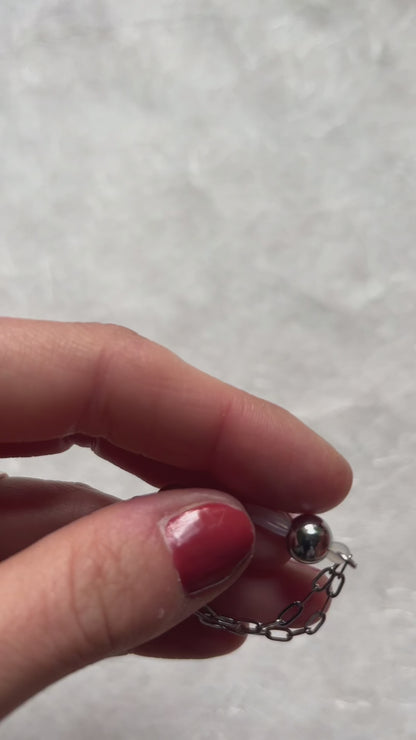 Chain & Large Silver Barbell Nipple Jewelry - Barbell Nipple Chain Piercings / Non Piercing Nipple Jewelry