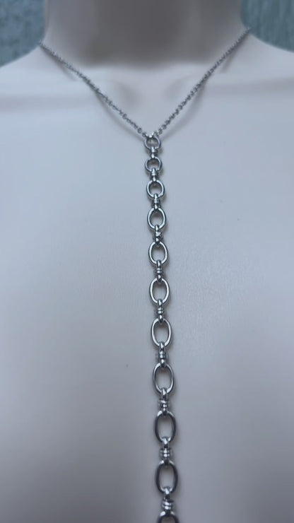 Chunky Body Chain to Faux Nipple Piercing - Choker Breast Harness / Bra Chain