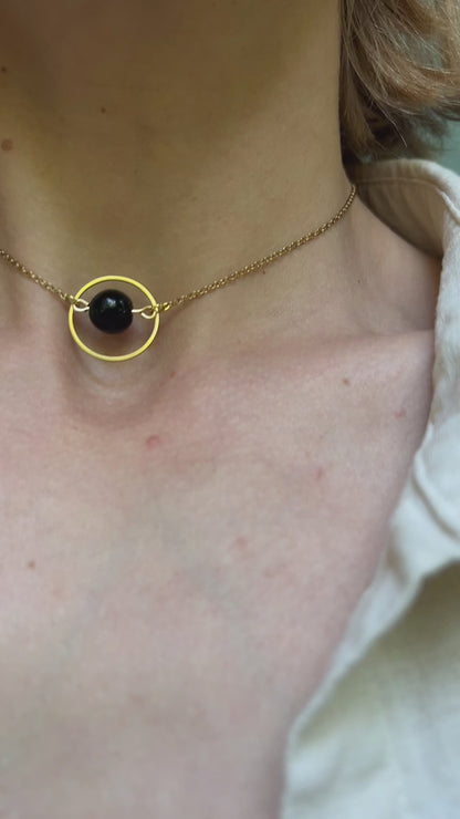 Discreet Day Collar with Gemstone of Choice /  O Ring Choker Necklace - Submissive Jewelry