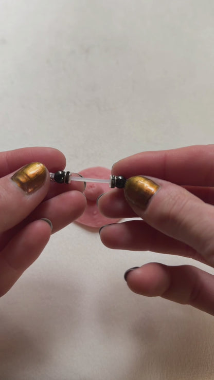 Barbell Nipple Rings with Black Beads and Roundel / Faux Nipple Piercing