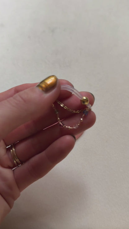 Golden Nipple Rings with Colorful Chain - Fake Nipple Piercings / Non Piercing Nipple Jewelry