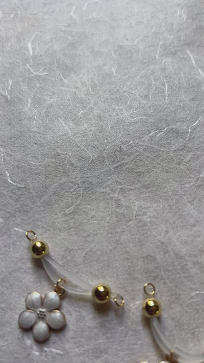 Dainty Flower Charm Nipple Rings - Barbell Fake Nipple Piercings / Non Piercing Nipple Jewelry