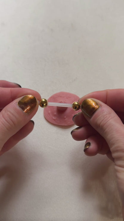 Large Gold Barbell Nipple Jewelry - Fake Nipple Piercing / Nipple Jewelry Non Piercing