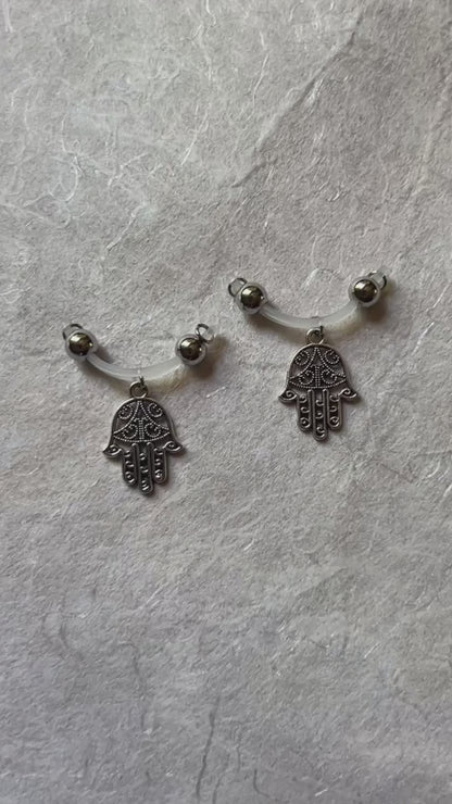Hamsa Charm Nipple Jewelry - Fake Nipple Piercing / Nipple Jewelry Non Piercing