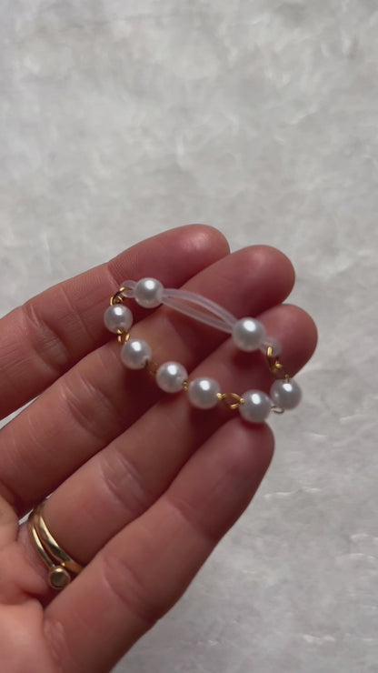 Pearl Barbell Nipple Chain Piercing - Faux Nipple Piercing / Non Piercing Nipple Jewelry with Pearls