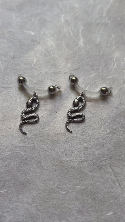 Silver Snake Nipple Jewelry - Fake Nipple Piercing / Nipple Jewelry Non Piercing