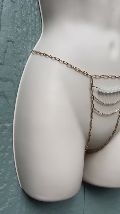 Crotchless Panties with Chains - Chain Thong / Ouvert Lingerie / BDSM Jewelry