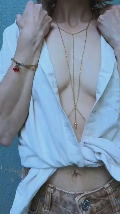 Dainty Triple Chain Bra / Boho Body Chain Jewelry - Waterproof Bra Chain