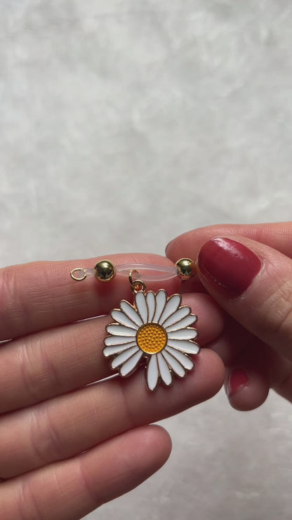 Daisy Flower Charm Faux Nipple Piercing - Barbell Nipple Rings / Nipple Jewelry Non Piercing