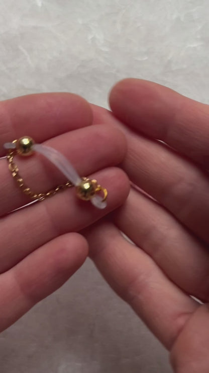 Gold Chain Classic - Barbell Nipple Rings / Faux Nipple Piercing / Nipple Chain Piercing