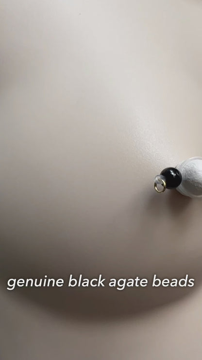 Black Agate - Barbell Nipple Rings / Faux Nipple Piercing