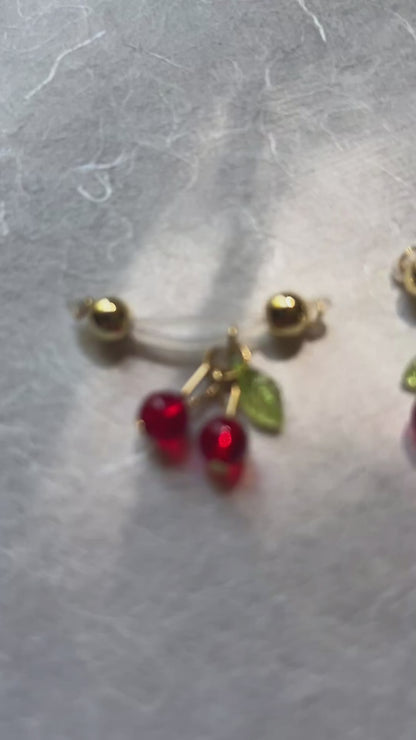 Dainty Cherry Charm Fake Nipple Piercing - Barbell Nipple Rings / Non Piercing Nipple Jewelry