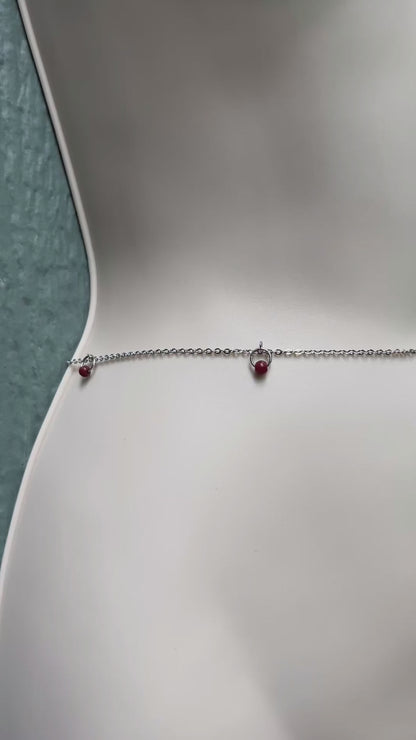 Beaded Belly Chain With Red Stones / Waist Chain Jewelry - Waterproof Body Chain