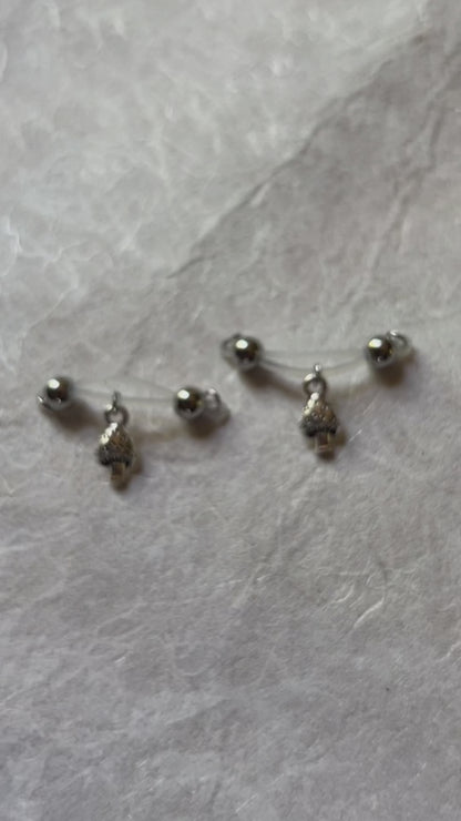 Silver Mushroom Nipple Jewelry - Fake Nipple Piercing / Nipple Jewelry Non Piercing