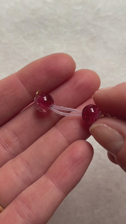 Frosted Red Beads - Barbell Nipple Rings / Faux Nipple Piercing