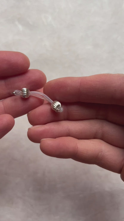 Silver Melon Barbell Nipple Jewelry - Faux Nipple Piercing Body Jewelry / Nipple Rings