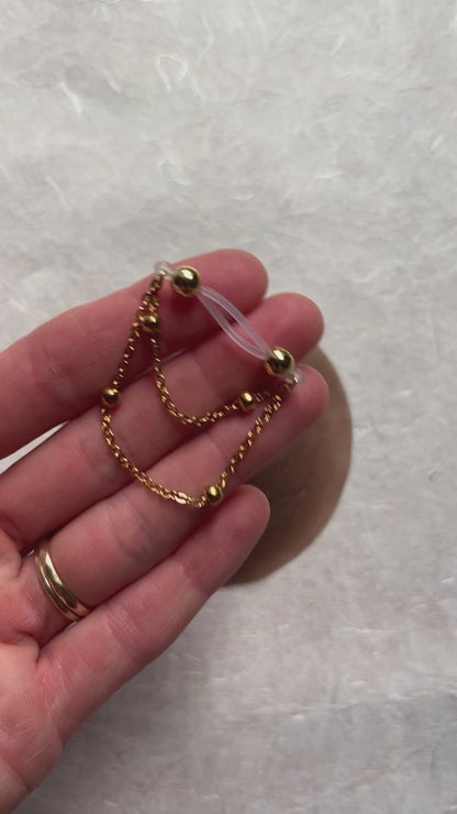 Beaded Gold Chain - Faux Nipple Piercing Jewelry / Barbell Nipple Chain Piercing